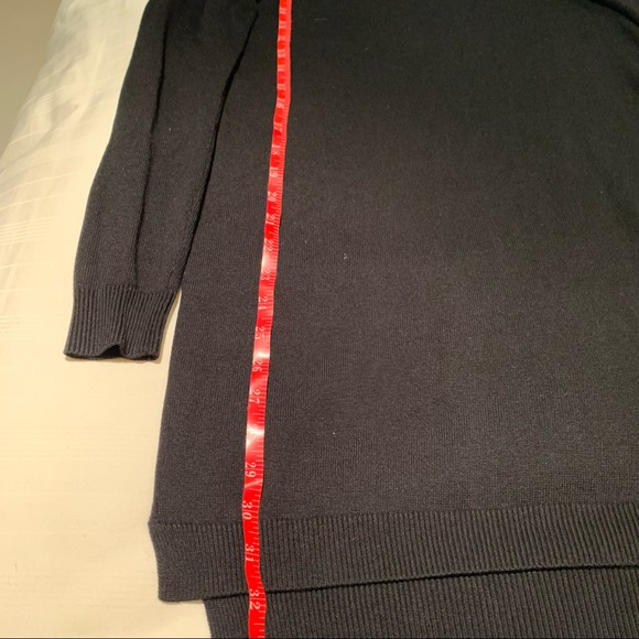 Cold shoulder midi black knit dress with long sleeves. - Picture 9 of 9